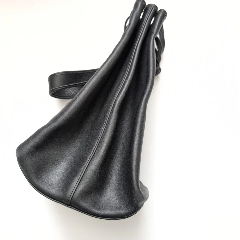 Vintage Coach Black Leather Drawstring‎ Bucket Bag Purse Legacy Sling Hobo 9166